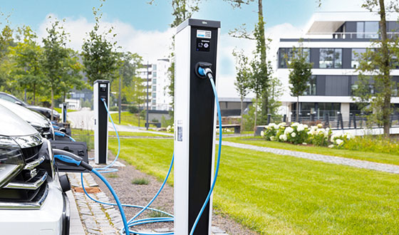 Image of two charging stations where cars charge electricity