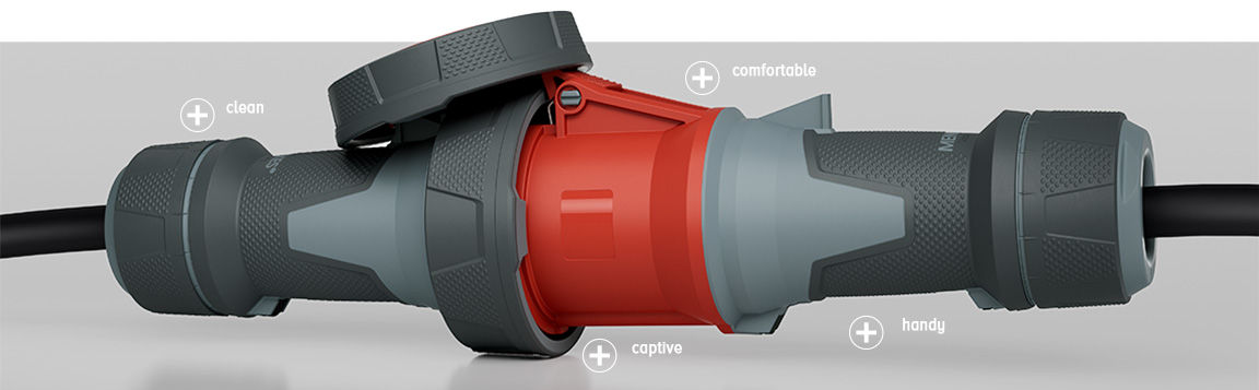 new plug and connector in red and grey with benefits