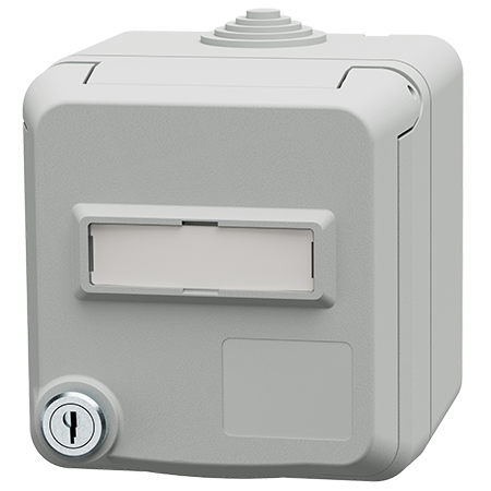 MENNEKES Cepex wall mounted receptacle with lock and labeling field, light grey 4865